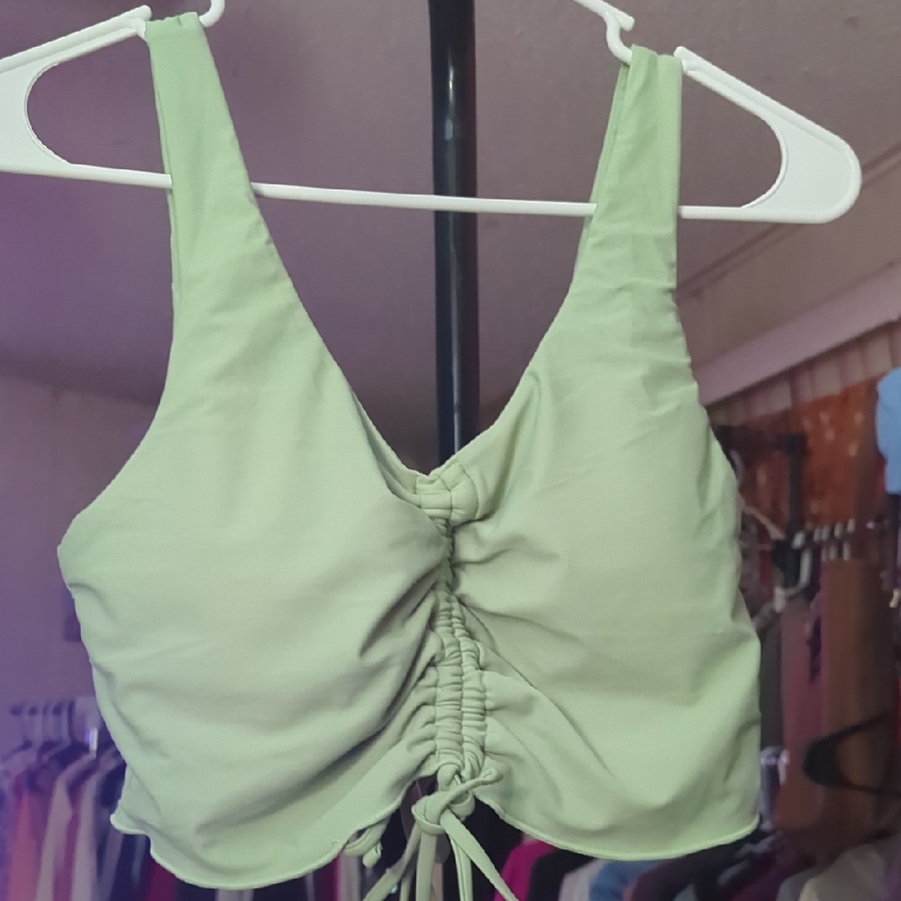 Zaful Light Green Ruched Crop Top
